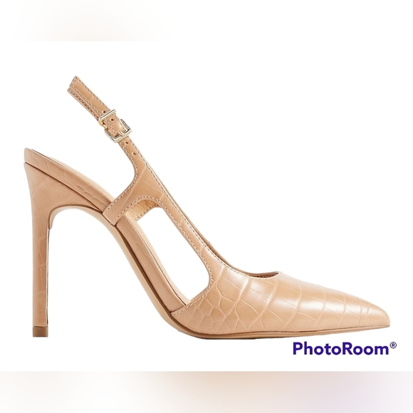 Express Shoes - NWOT Express Croc-Embossed Cutout Cocktail Formal Slingback Pumps Size 10